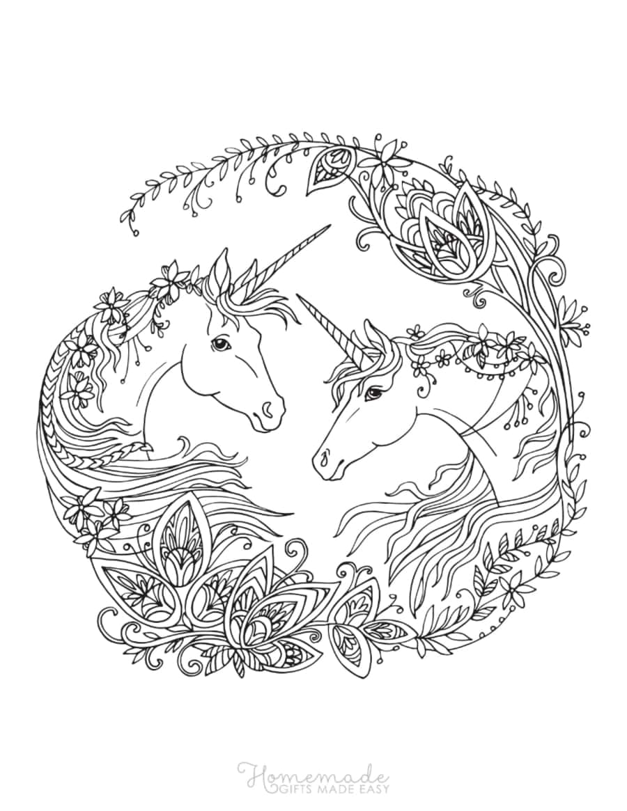 Adult Intricate Patterns Two Unicorns Unicorn Tracing Shape Pdf Free Vectors